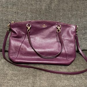 Coach pebbled leather plum/raspberry handbag